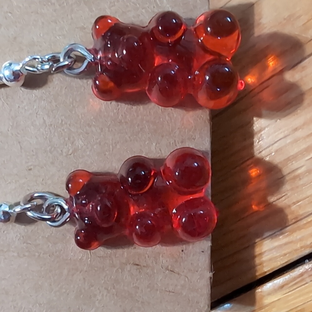 Red Gummy Bear Earrings - Picture 2 of 3